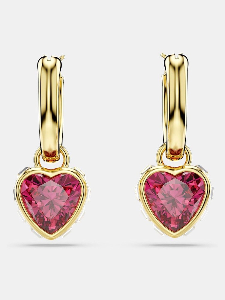 Swarovski Red Heart Gold-Tone Plated Chroma Drop Earrings - Image 2 of 5