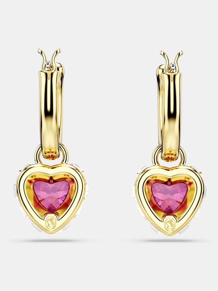 Swarovski Red Heart Gold-Tone Plated Chroma Drop Earrings - Image 4 of 5