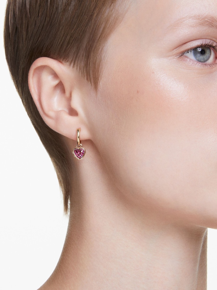 Swarovski Red Heart Gold-Tone Plated Chroma Drop Earrings - Image 5 of 5