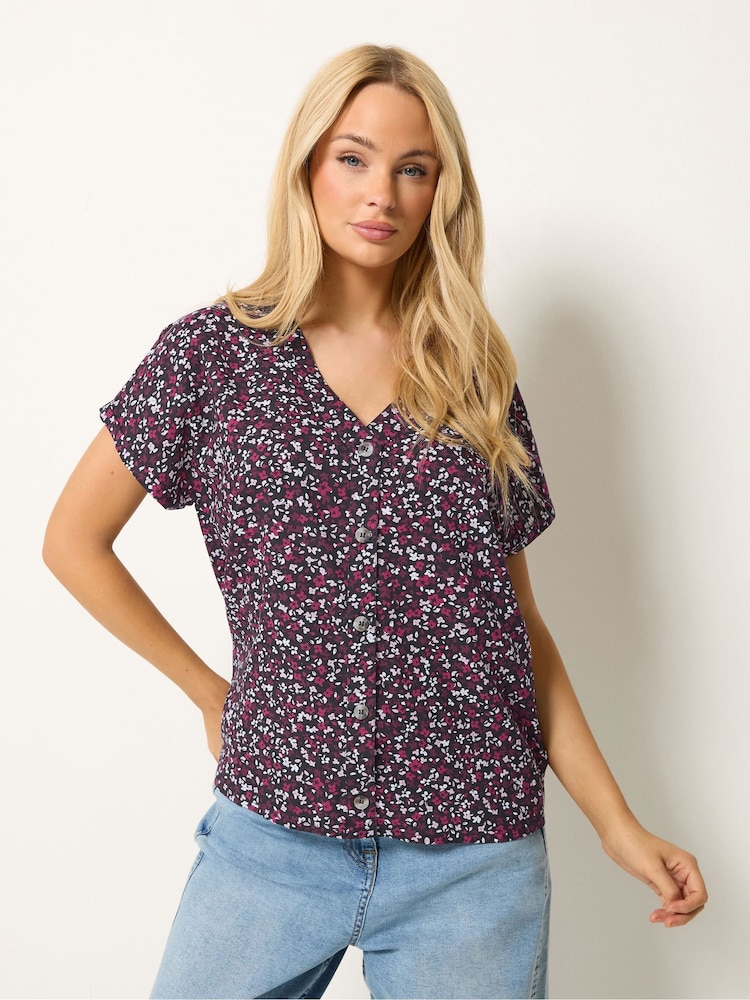 M&Co Purple Button Through Blouse - Image 1 of 6