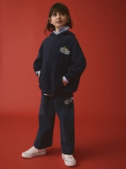 Bleu marine - Pantalon de jogging à jambes larges (3-16ans) - Image 1 of 8