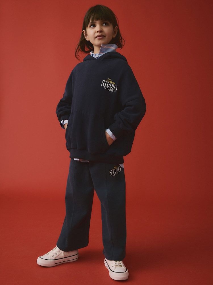 Bleu marine - Pantalon de jogging à jambes larges (3-16ans) - Image 1 of 8