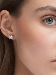 Swarovski Silver Tone Rhodium Plated Square Cut Attract Stud Earrings - Image 1 of 6