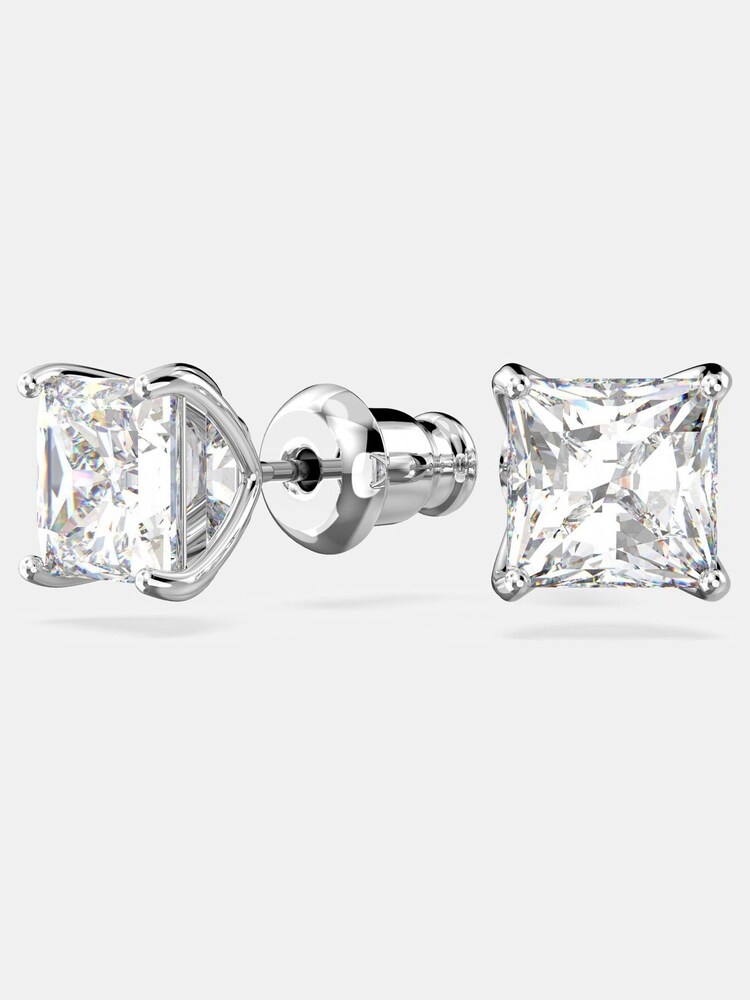 Swarovski Silver Tone Rhodium Plated Square Cut Attract Stud Earrings - Image 5 of 6