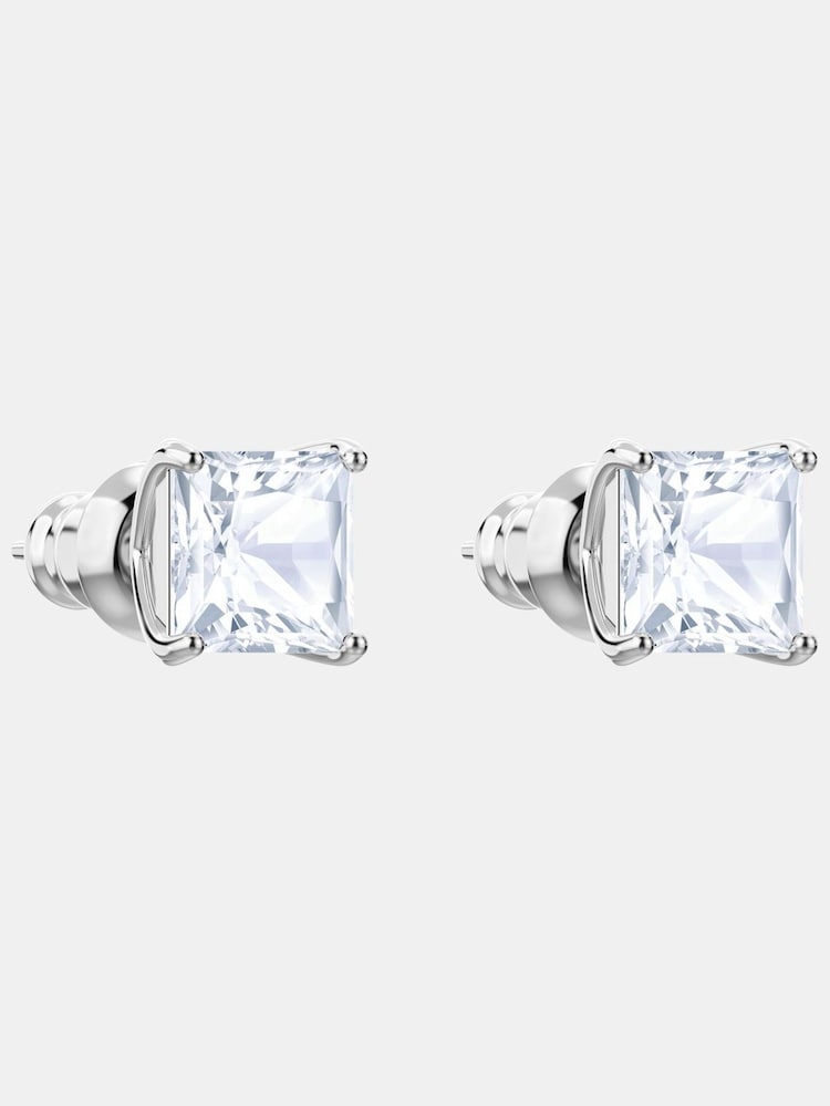 Swarovski Silver Tone Rhodium Plated Square Cut Attract Stud Earrings - Image 6 of 6