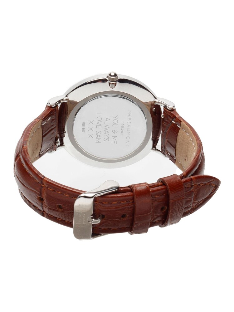 Mr Beaumont Mens Personalised Vintage Brown Leather Watch by Treat Republic - Image 2 of 3
