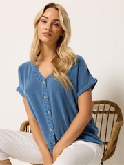 M&Co Blue Button Through Blouse - Image 1 of 6