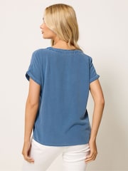 M&Co Blue Button Through Blouse - Image 3 of 6