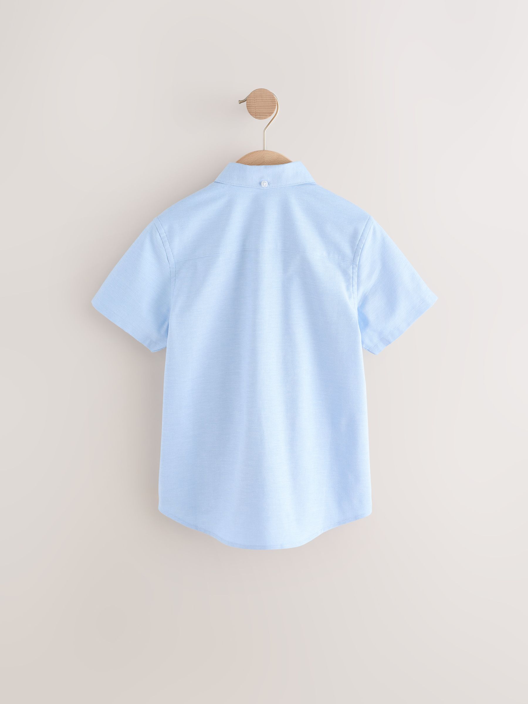 Chemise Oxford Manches Courtes NEXT | Coton Majoritaire, Col Classique, Logo Cerf Brodé - Look Décontracté