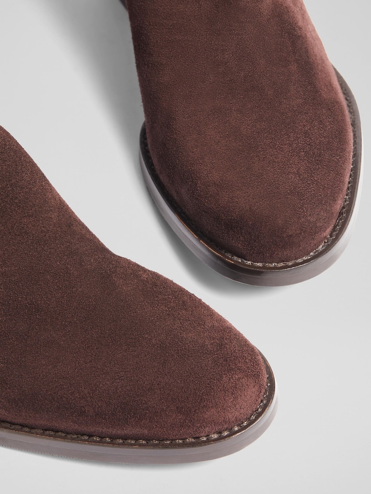 LK Bennett Brown Tallis Espresso Half And Half Stretch Knee Boots - Image 4 of 4