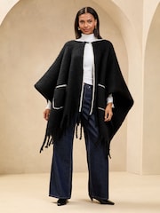 Lipsy - Mantella comoda con frange e cuciture a sopraggitto - Immagine 2 di 4