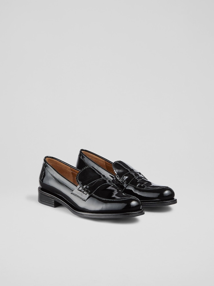 LK Bennett Black Arissa Penny Slot Tuxe Loafers - Image 2 of 4