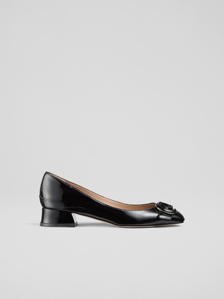 LK Bennett Black Cici Casual Resin Buckle Courts - Image 1 of 4