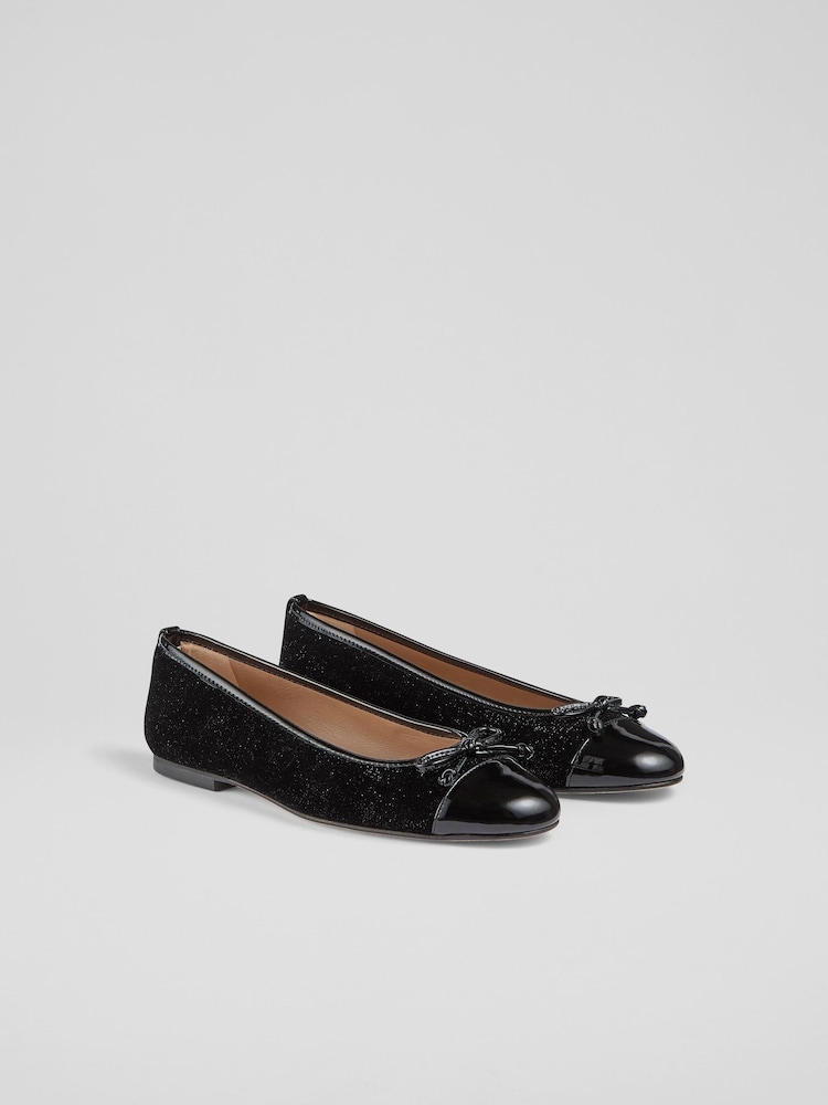 LK Bennett Black Kara Bow Ballerina Flats - Image 2 of 4 LK Bennett Black Kara Bow Ballerina Flats - Image 2 of 4