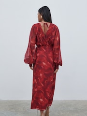 Pretty Lavish Dark Red Floral Theia Batwing Midaxi Dress - Image 3 of 3