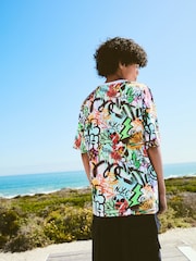 White/Multi Graffiti Relaxed Fit Short Sleeve Graphic Print T-Shirt (3-16yrs) - Image 3 of 7