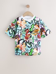 White/Multi Graffiti Relaxed Fit Short Sleeve Graphic Print T-Shirt (3-16yrs) - Image 4 of 7