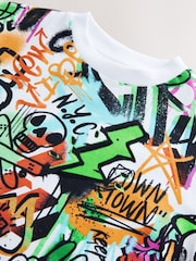 White/Multi Graffiti Relaxed Fit Short Sleeve Graphic Print T-Shirt (3-16yrs) - Image 6 of 7