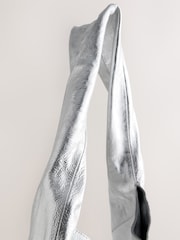 Rockett St George Silver Leather Hobo Shopper Bag - Image 10 of 11