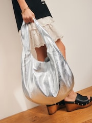 Rockett St George Silver Leather Hobo Shopper Bag - Image 4 of 11