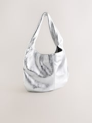 Rockett St George Silver Leather Hobo Shopper Bag - Image 8 of 11
