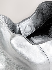 Rockett St George Silver Leather Hobo Shopper Bag - Image 9 of 11