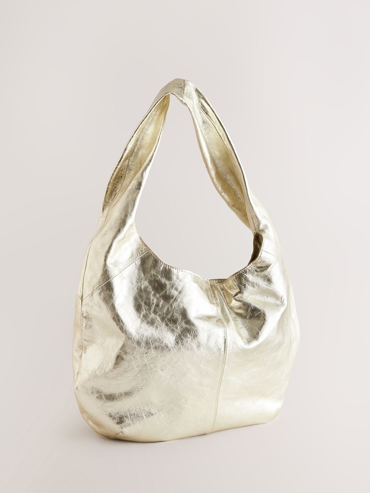 Rockett St George Gold Leather Hobo Shopper Bag - Image 1 of 5