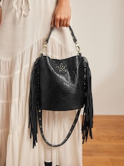 Rockett St George Black Studded Star Cross-Body Bucket Bag - Image 1 of 12