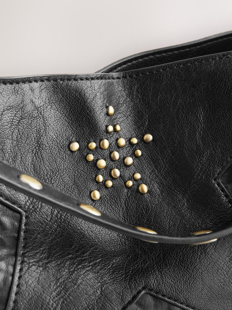 Rockett St George Black Studded Star Cross-Body Bucket Bag - Image 11 of 12