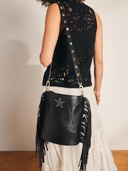 Rockett St George Black Studded Star Cross-Body Bucket Bag - Image 2 of 12