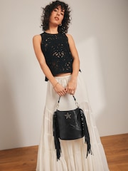 Rockett St George Black Studded Star Cross-Body Bucket Bag - Image 3 of 12