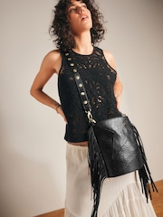 Rockett St George Black Studded Star Cross-Body Bucket Bag - Image 5 of 12
