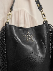 Rockett St George Black Studded Star Cross-Body Bucket Bag - Image 6 of 12