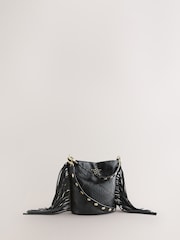 Rockett St George Black Studded Star Cross-Body Bucket Bag - Image 8 of 12