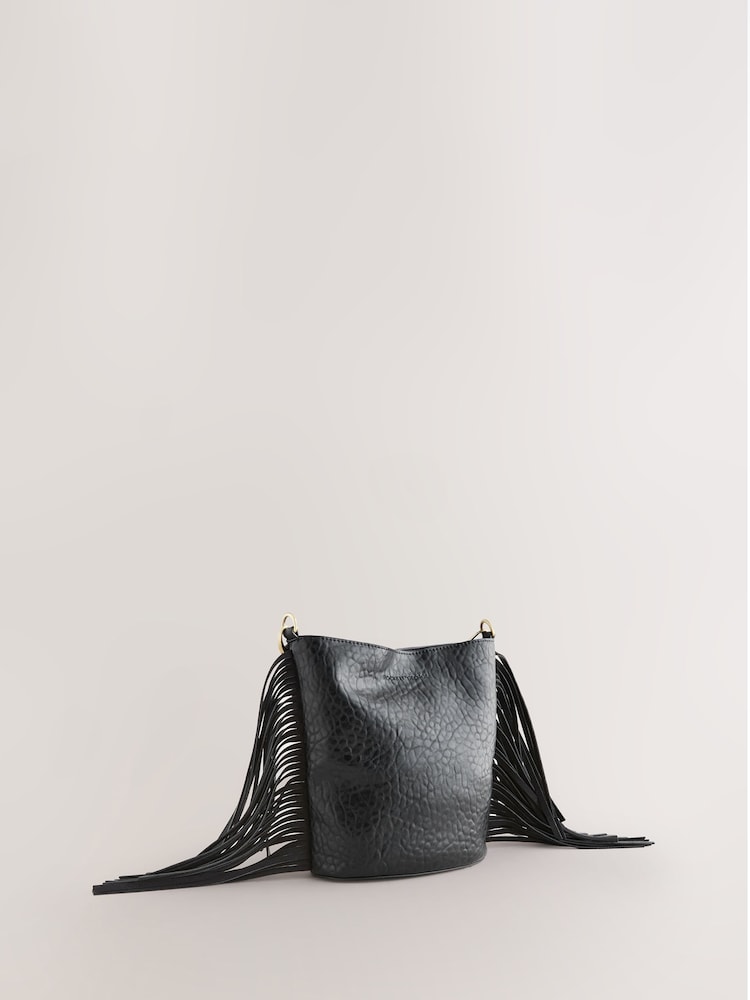 Rockett St George Black Studded Star Cross-Body Bucket Bag - Image 9 of 12