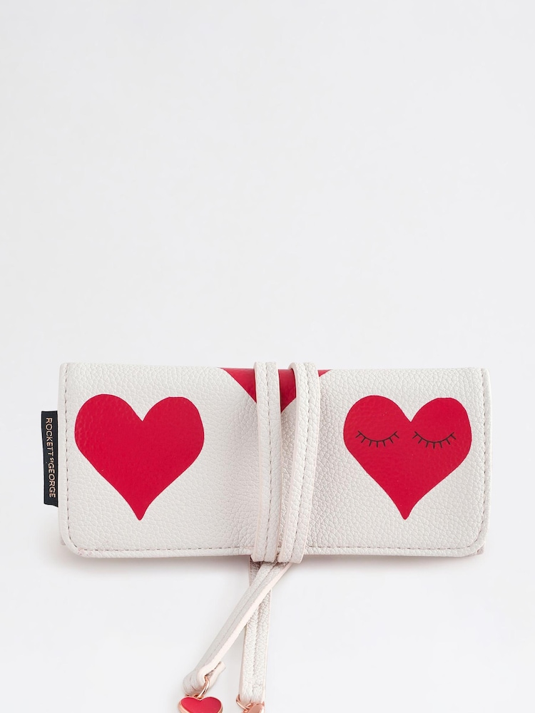 Rockett St George Ecru Hearts Jewellery Case Bag - Image 1 of 1