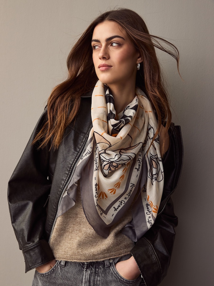 Rockett St George Ecru Daia Satin Scarf - Image 1 of 7