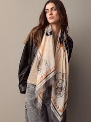 Rockett St George Ecru Daia Satin Scarf - Image 4 of 7