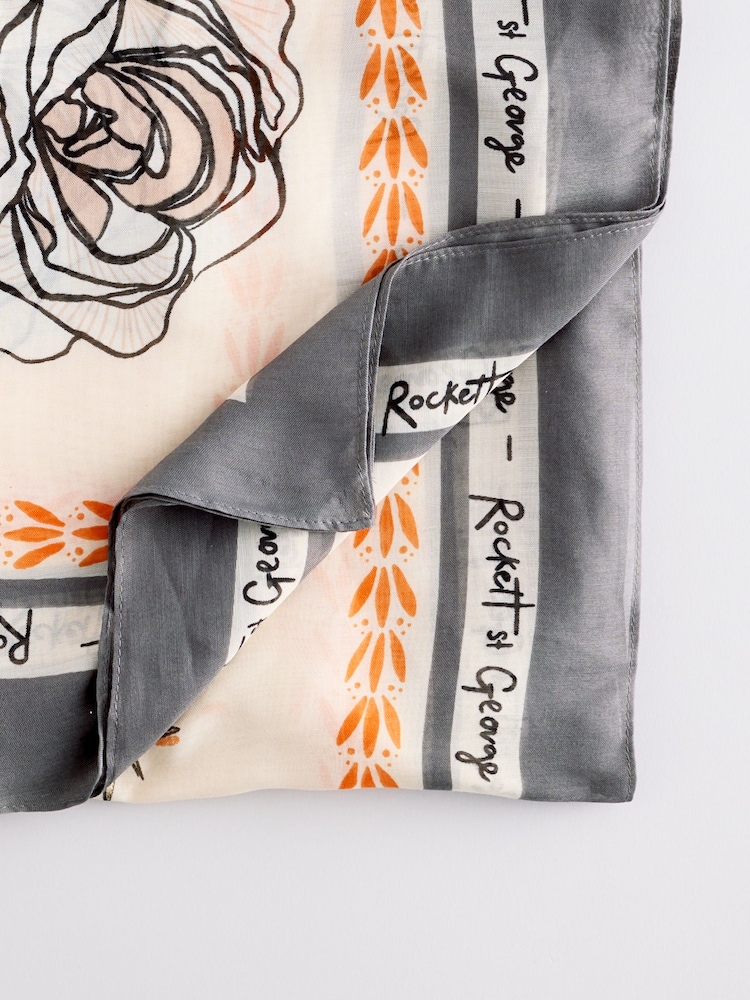 Rockett St George Ecru Daia Satin Scarf - Image 7 of 7
