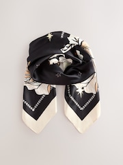 Rockett St George Black Floral Satin Scarf - Image 1 of 3