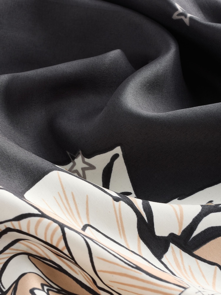 Rockett St George Black Floral Satin Scarf - Image 2 of 3