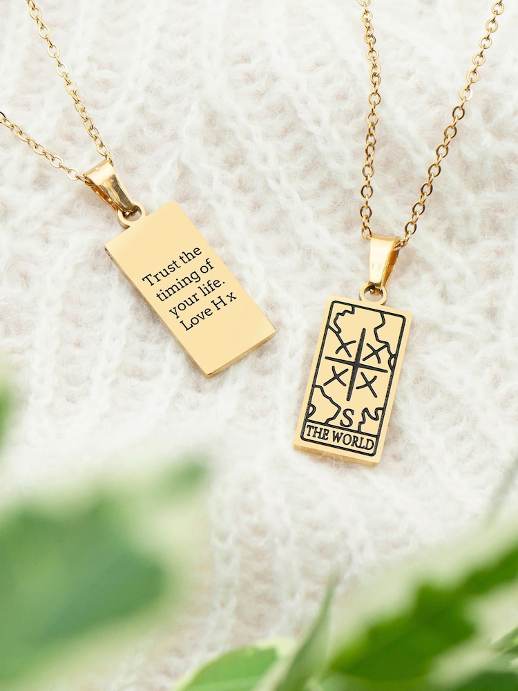 Personalised Plated World Tarot Card Necklace by Treat Republic - Image 2 of 5