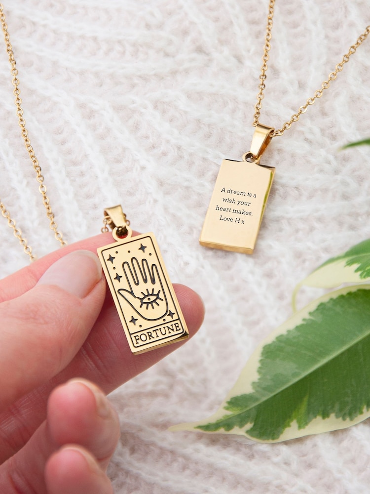 Personalised Fortune Tarot Card Necklace by Treat Republic - Image 1 of 5