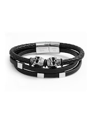 Mens Personalised Skulls Leather Rope Bracelet by Treat Republic - Image 5 of 5
