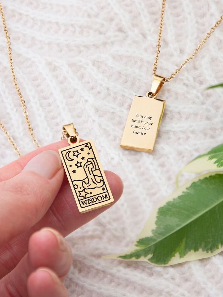 Personalised Wisdom Tarot Card Necklace by Treat Republic - Image 1 of 6