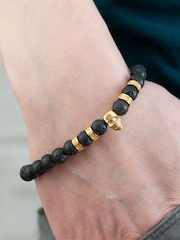Mens Personalised Skull Beaded Bracelet by Treat Republic - Image 2 of 5