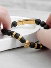 Mens Personalised Skull Beaded Bracelet by Treat Republic - Image 3 of 5