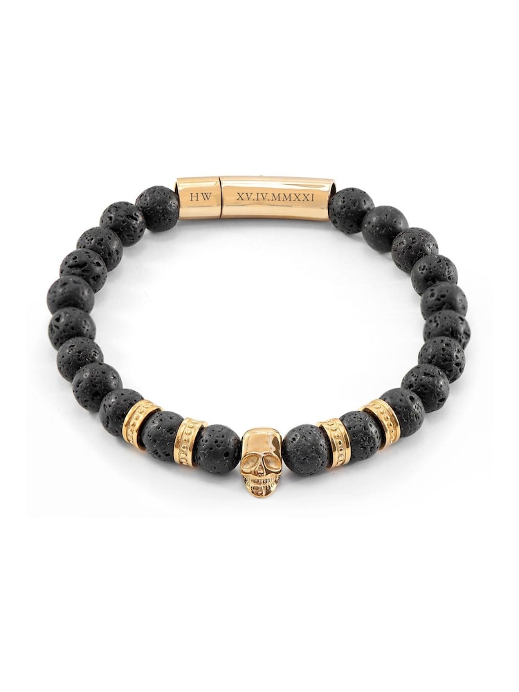 Mens Personalised Skull Beaded Bracelet by Treat Republic - Image 5 of 5