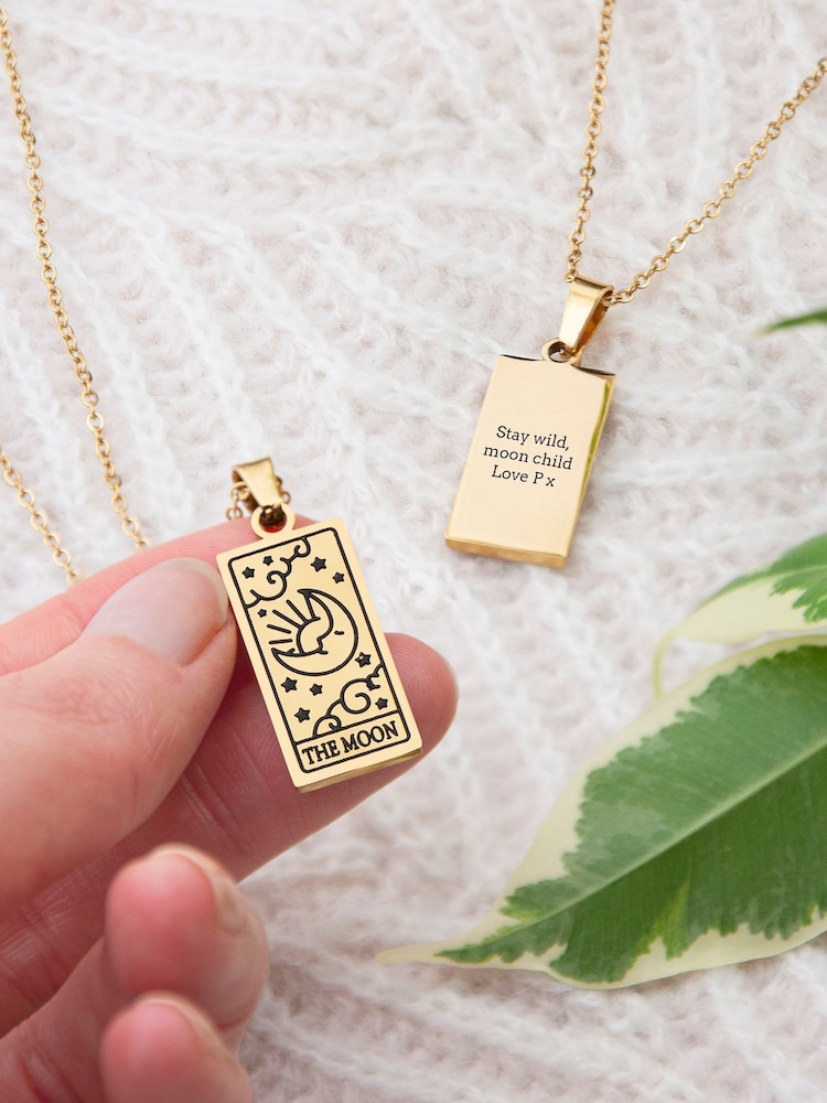 Personalised Moon Tarot Card Necklace by Treat Republic - Image 1 of 5
