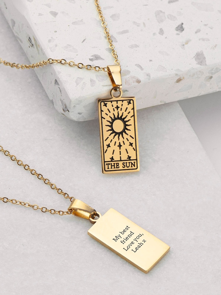 Treat Republic Personalised Gold Plated Sun Tarot Card Necklace - Image 1 of 5